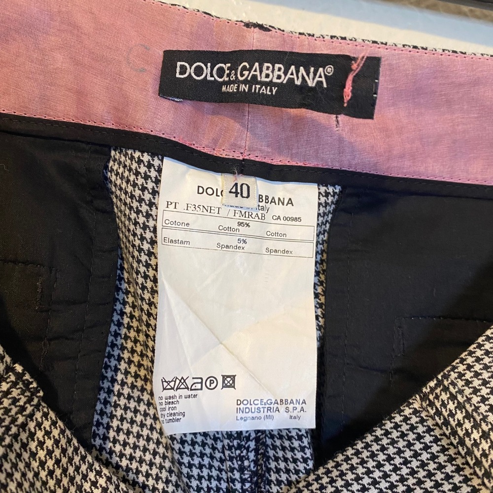 DOLCE & GABBANA Houndstooth Tailored Pants Womens Size 40 Pink Stripe Detail - Picture 7 of 10